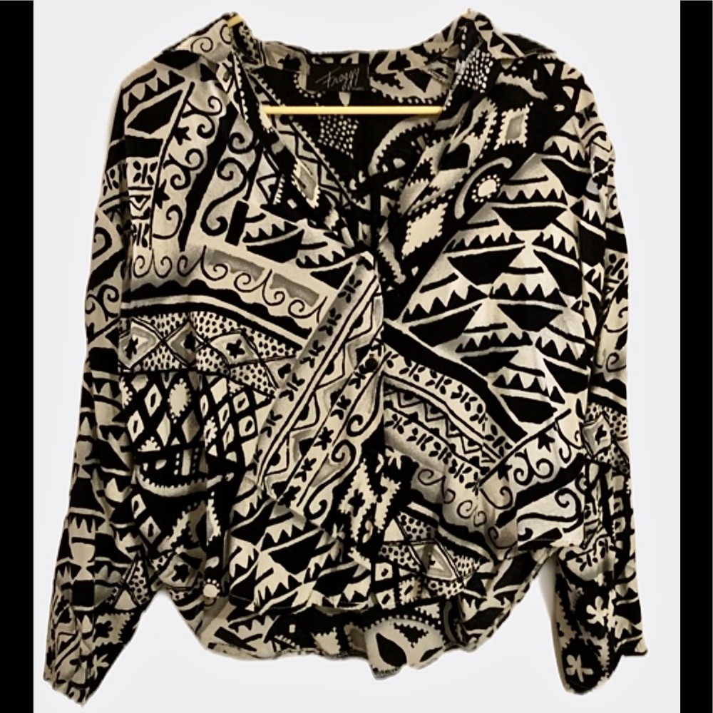 80s Print High-Low Button Down